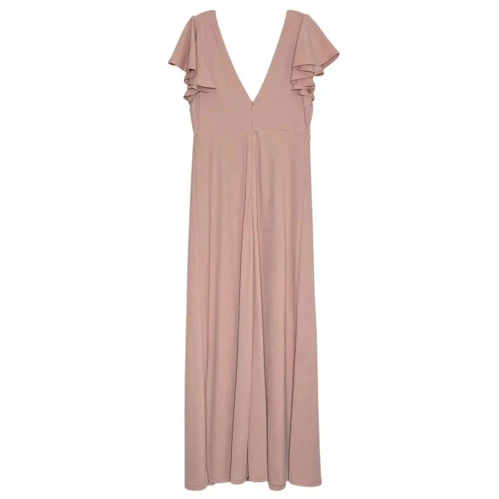 Birdy Grey Dress Bridesmaid Romantic Elegant Minimalist Cottage Formal Maxi XL